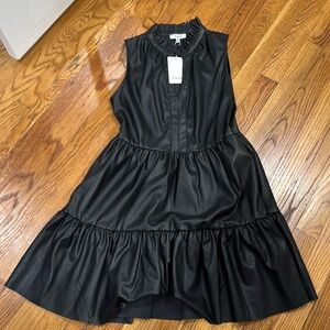 Faux leather sleeveless dress